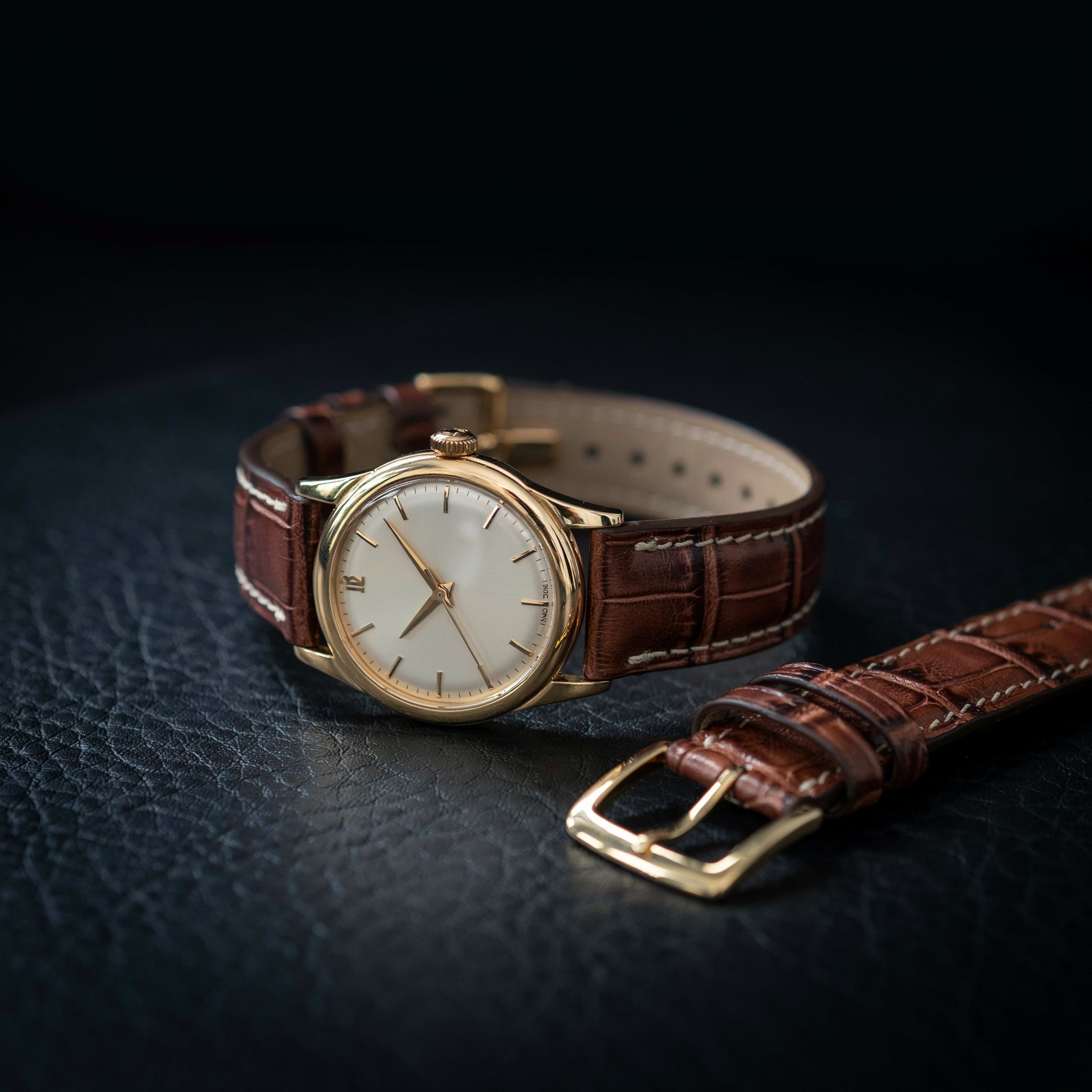 Leather-strap timepiece